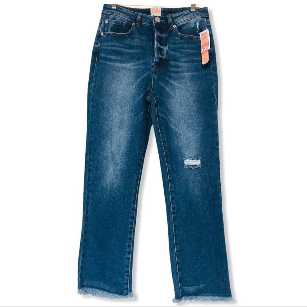 Gianni Bini High Waisted Distressed Straight Leg
